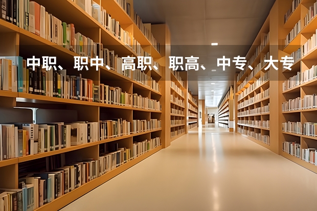 中职、职中、高职、职高、中专、大专、五年制大专 分别是什么学校（？）还有个高考什么培训班。往届初中